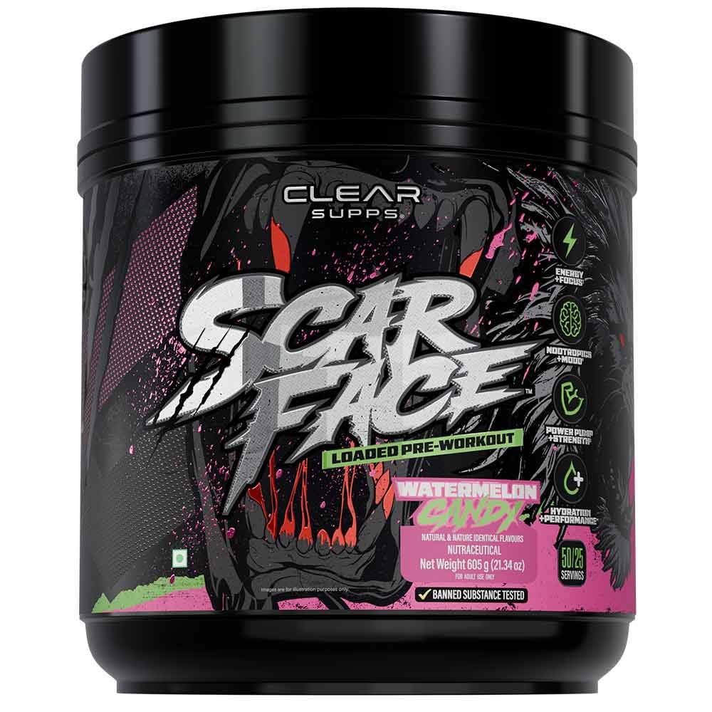 Clear Supps Scarface Fully Loaded Pre-Workout Powder 605g | Creatine, Citrulline & Beta-Alanine | 50 Servings