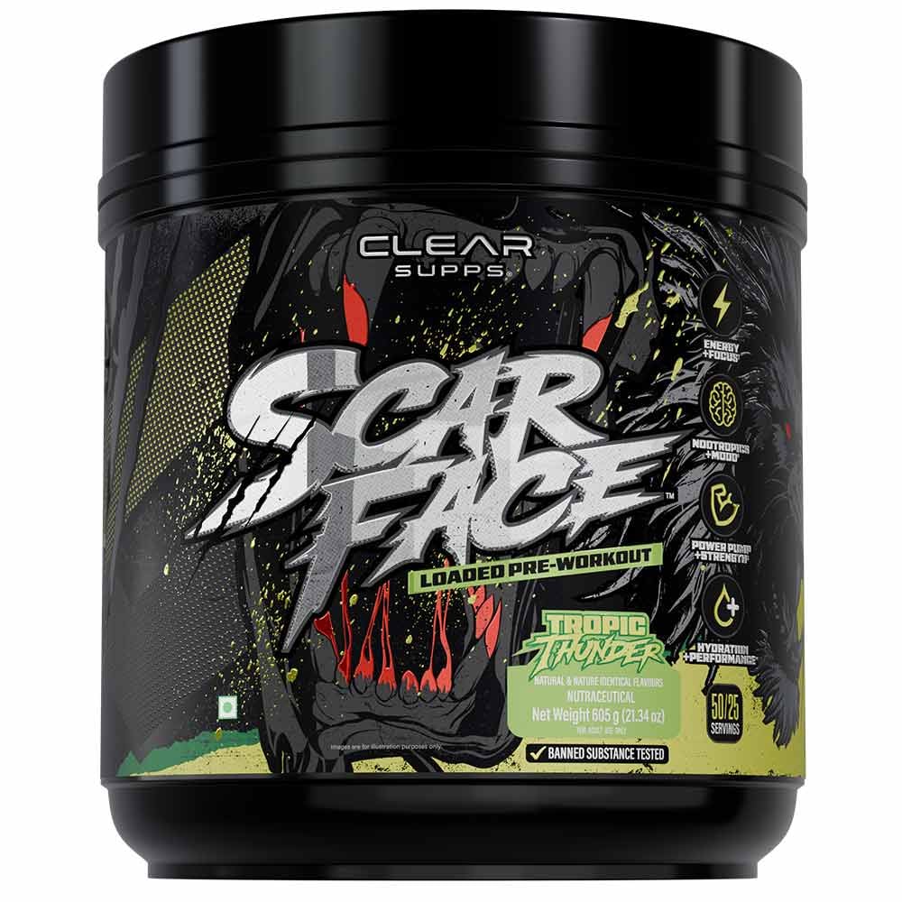 Clear Supps Scarface Fully Loaded Pre-Workout Powder 605g | Creatine, Citrulline & Beta-Alanine | 50 Servings