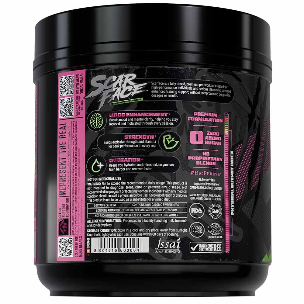 Clear Supps Scarface Fully Loaded Pre-Workout Powder 605g | Creatine, Citrulline & Beta-Alanine | 50 Servings