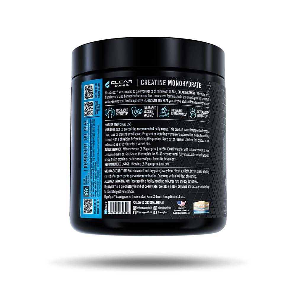 Clear Supps Creatine Monohydrate Micronized with DigeZyme 250g | Unflavoured