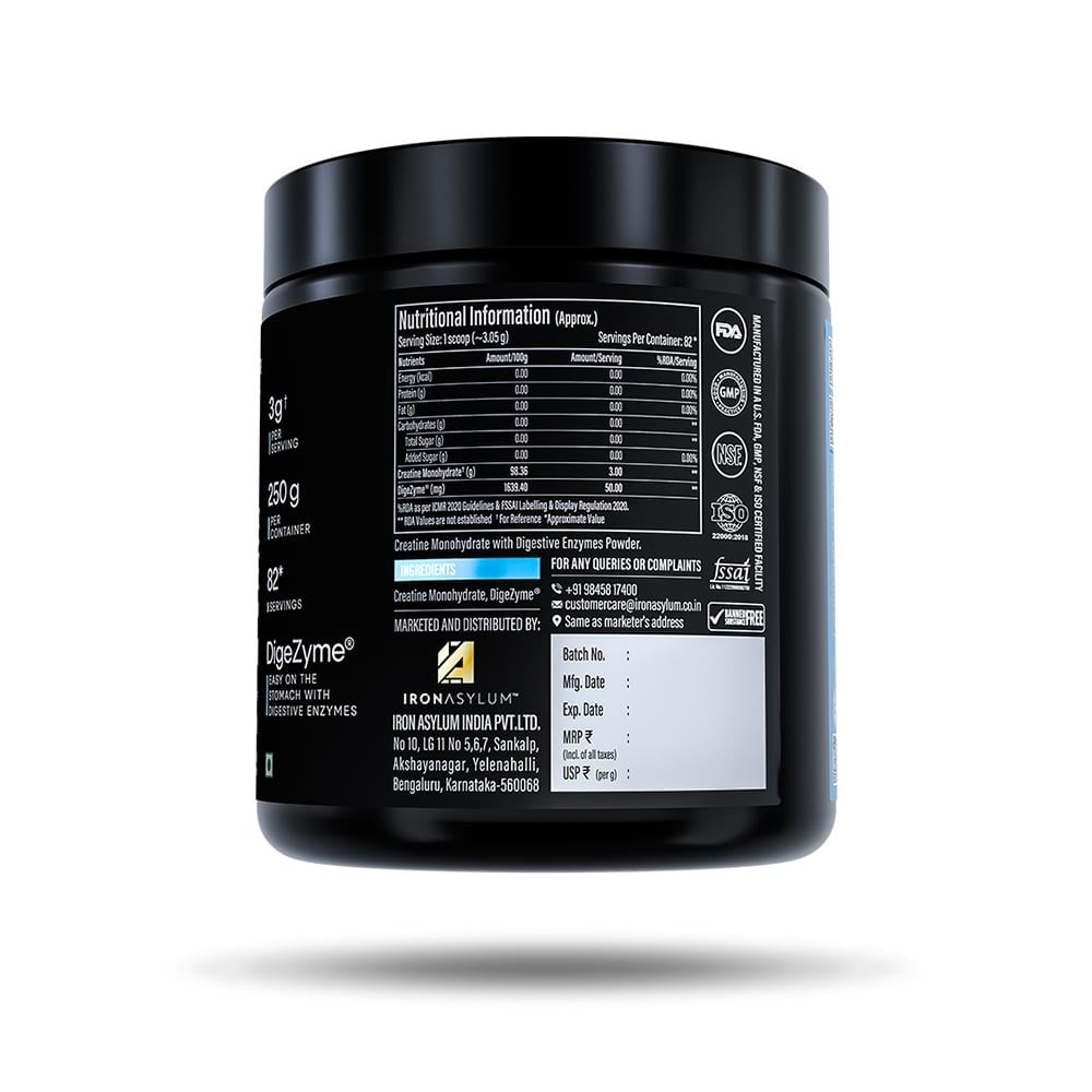 Clear Supps Creatine Monohydrate Micronized with DigeZyme 250g | Unflavoured