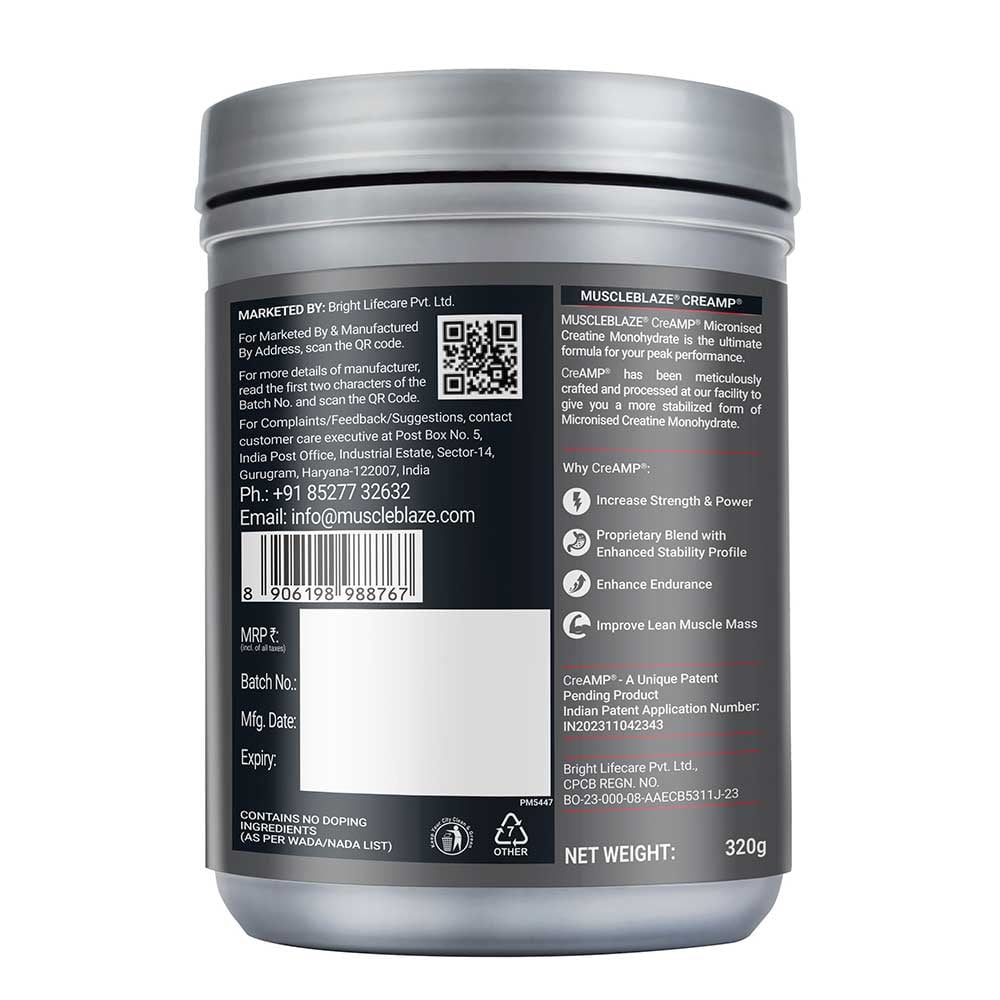 MuscleBlaze Creatine Monohydrate CreAMP - 80 Servings