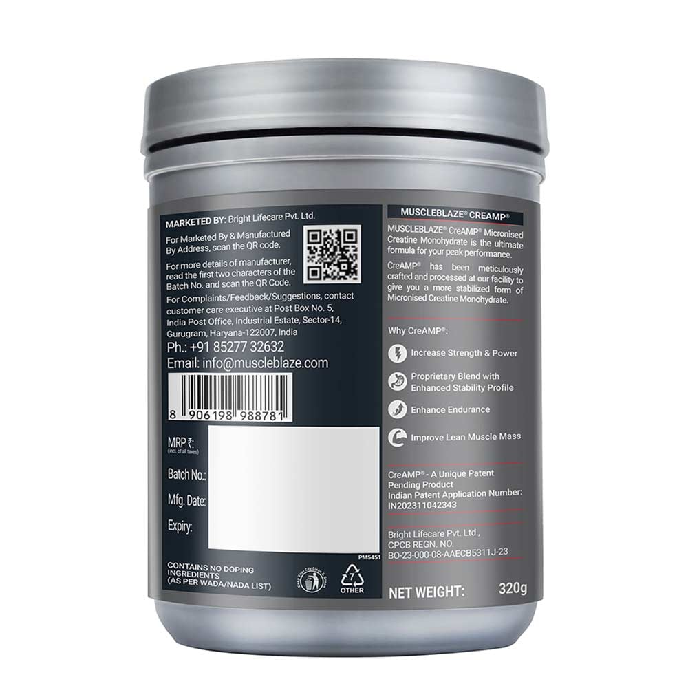 MuscleBlaze Creatine Monohydrate CreAMP - 80 Servings