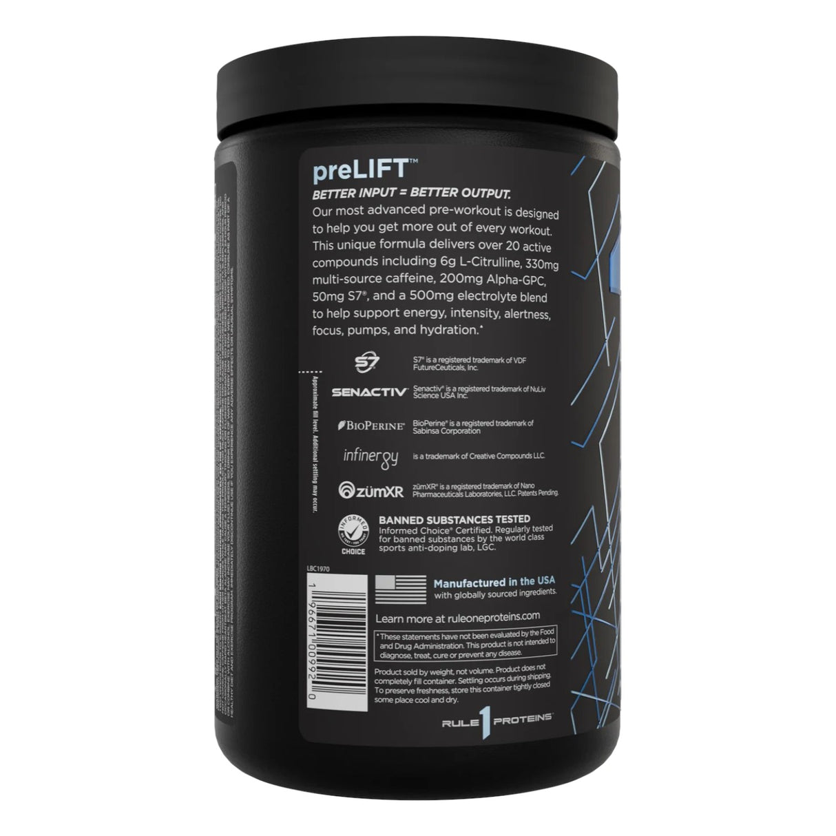 RULE1 Lift Pre-Workout, 30 Servings