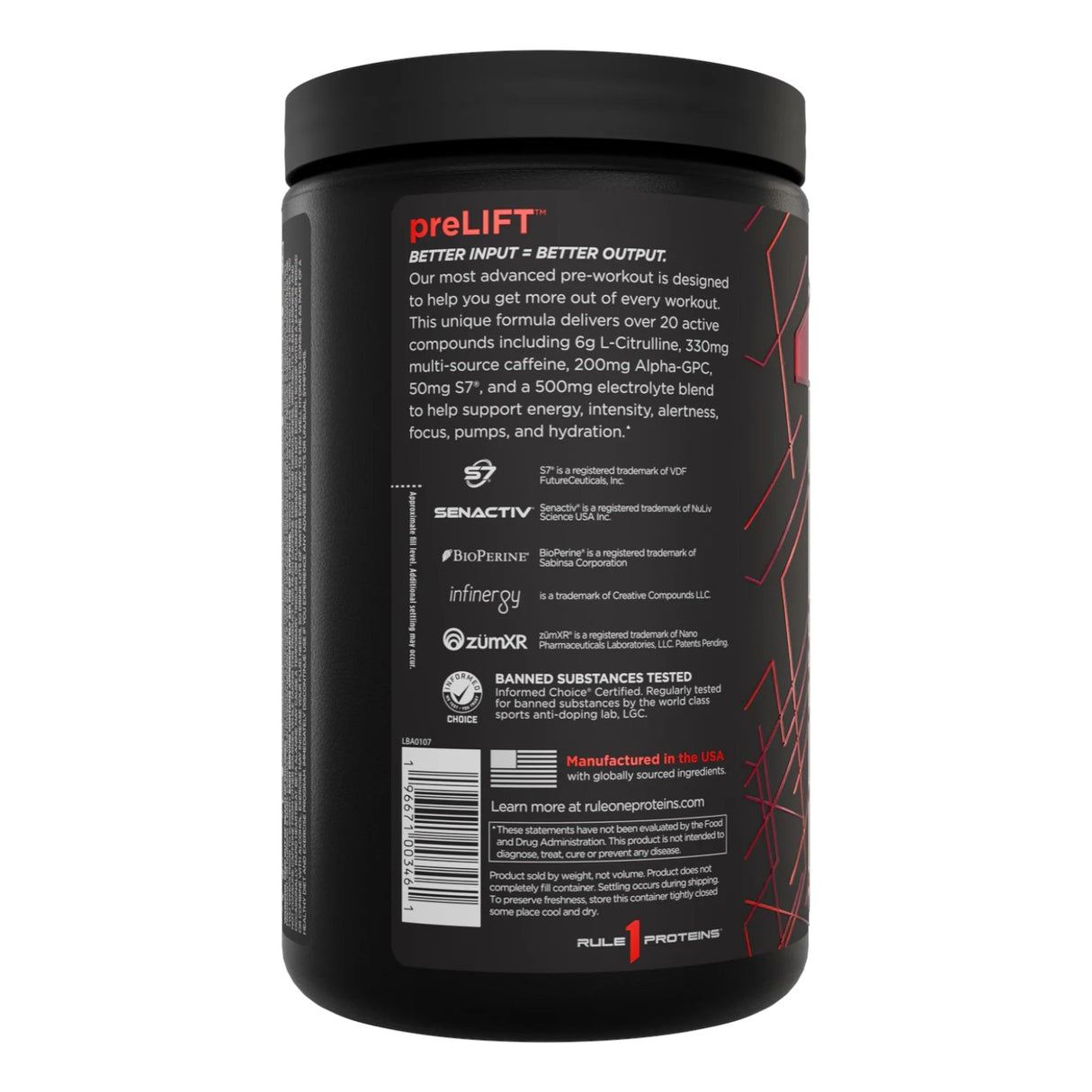 RULE1 Lift Pre-Workout, 30 Servings