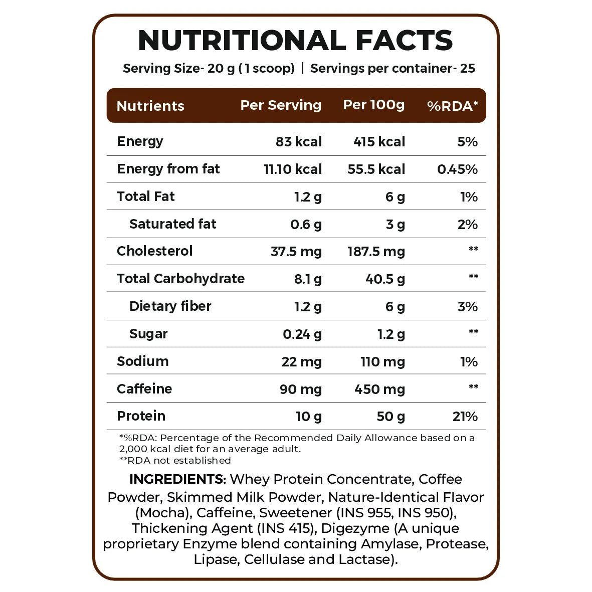 Ripped Up Nutrition Protein Coffee | 10g Protein per Scoop | 500g, 25 Servings