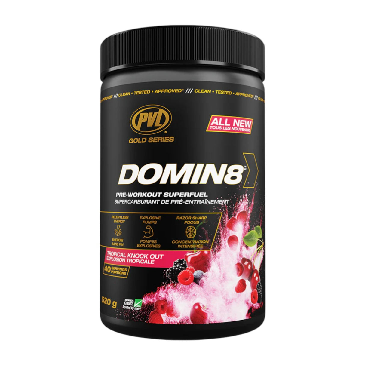 PVL Gold Series Domin8 Pre Workout Superfuel | 520g, 40 Servings