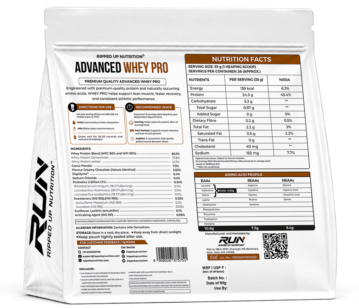 Ripped Up Nutrition Whey Pro (Trustified) | 24g Protein, 0g Sugar | 907g, 26 Servings