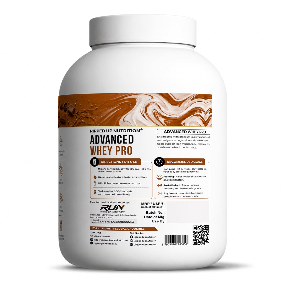 Ripped Up Nutrition Whey Pro (Trustified) | 24g Protein, 0g Sugar | 1.81 Kg, 55 Servings