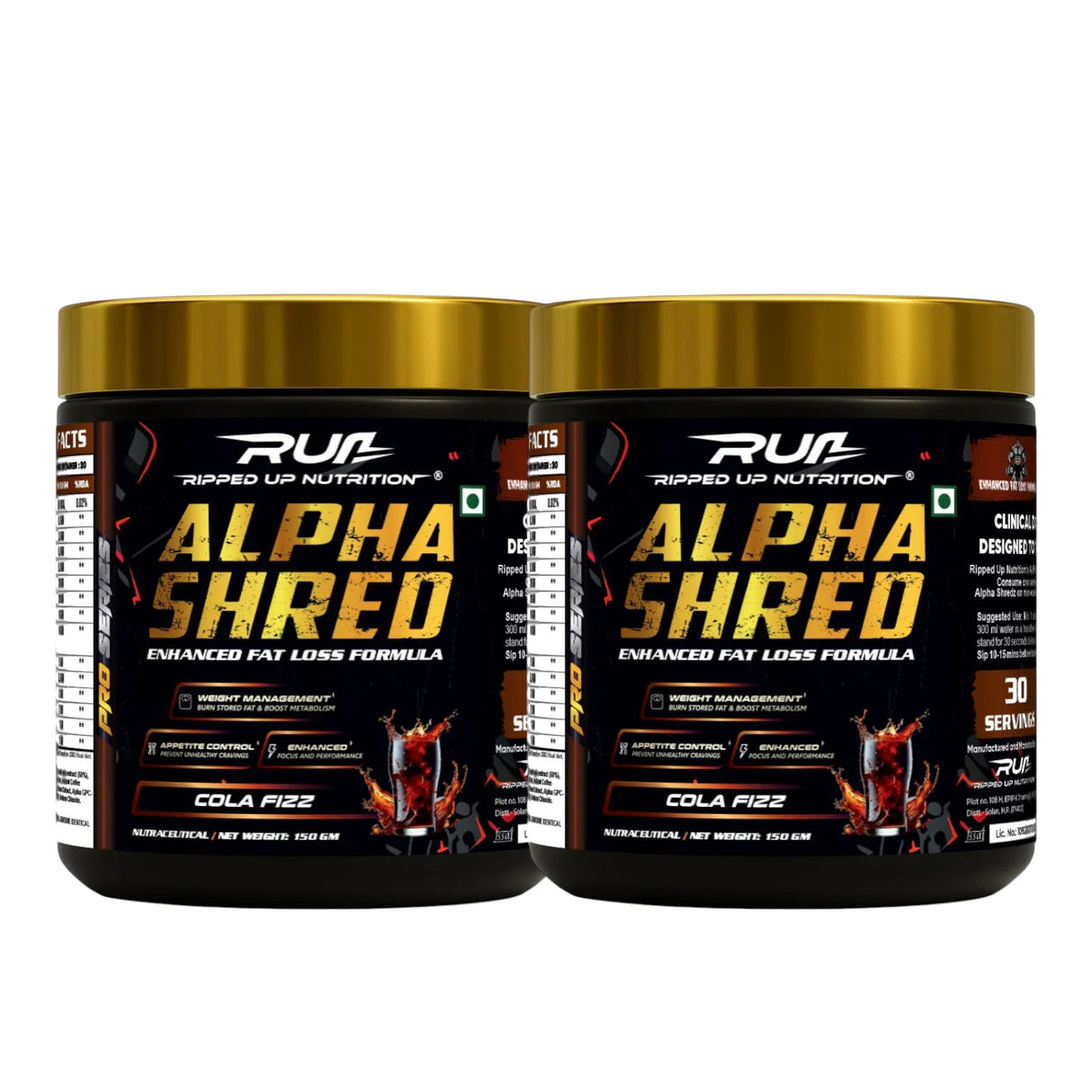 Ripped Up Nutrition Alpha Shred | Weight Management & Metabolism Support | 150g, 30 Servings (Pack of 2)