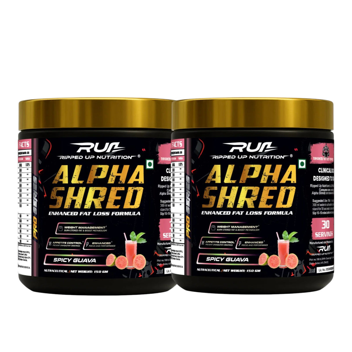 Ripped Up Nutrition Alpha Shred | Weight Management & Metabolism Support | 150g, 30 Servings (Pack of 2)