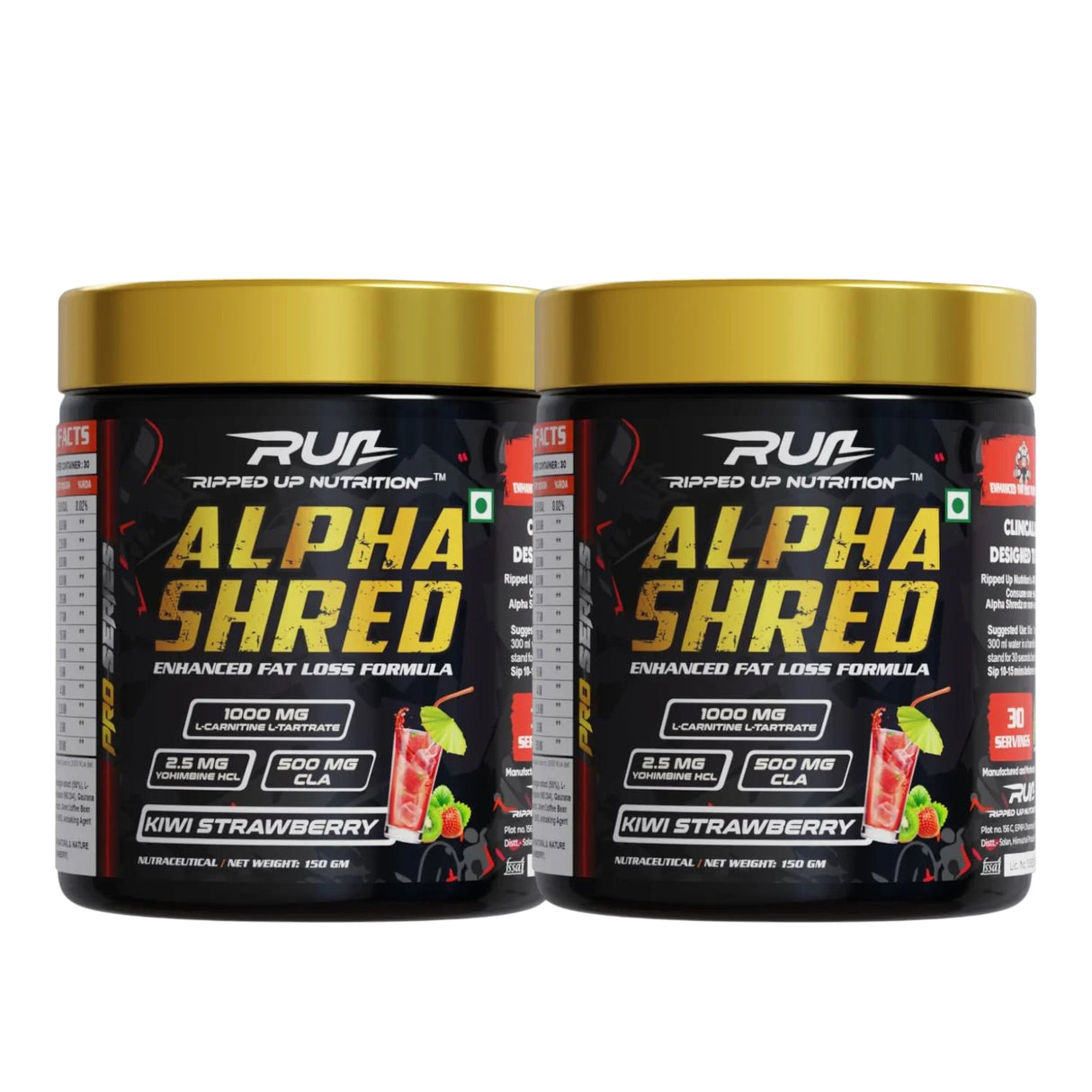 Ripped Up Nutrition Alpha Shred | Weight Management & Metabolism Support | 150g, 30 Servings (Pack of 2)