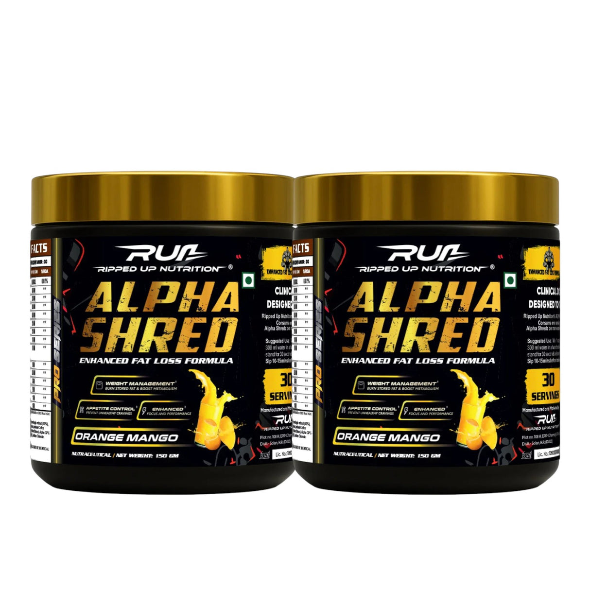Ripped Up Nutrition Alpha Shred | Weight Management & Metabolism Support | 150g, 30 Servings (Pack of 2)