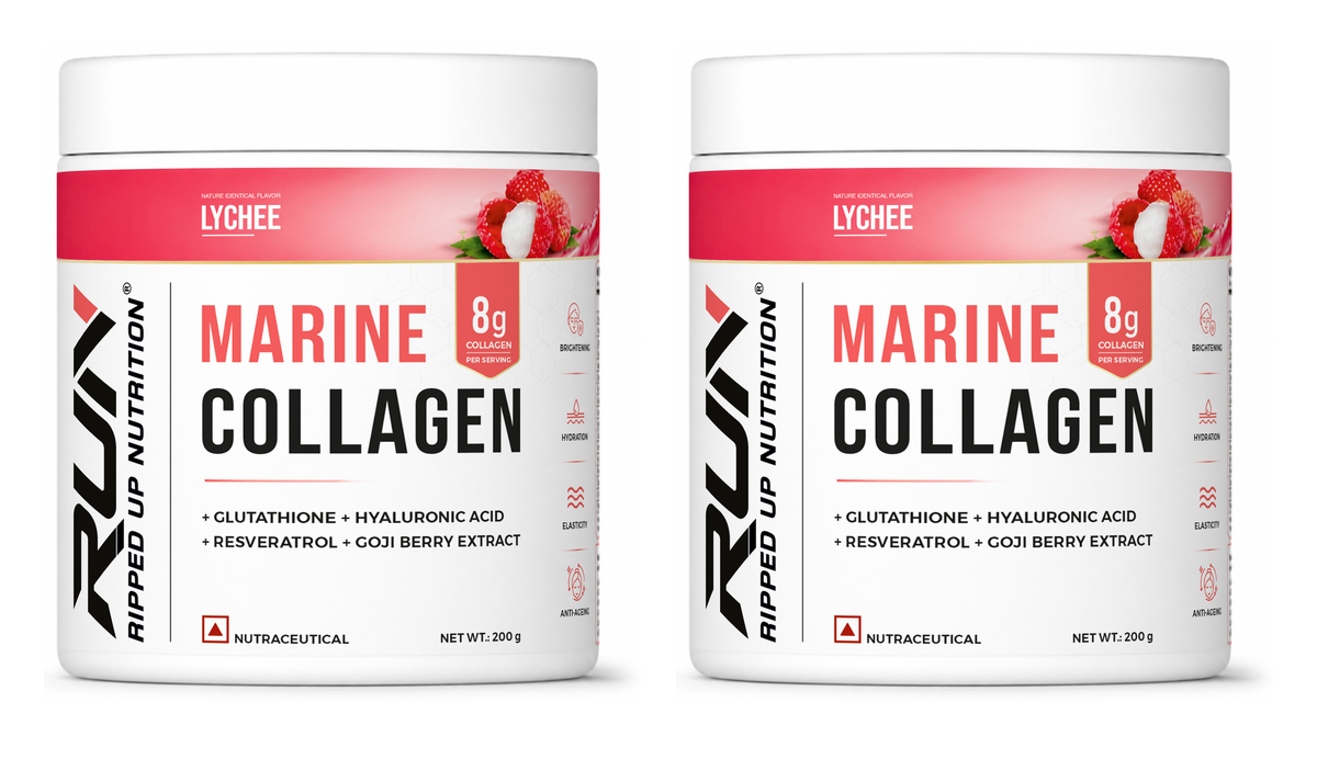 Ripped Up Nutrition Marine Collagen | 8.9g Collagen with Glutathione & Goji Berry | 200g, 20 Servings (Pack of 2)