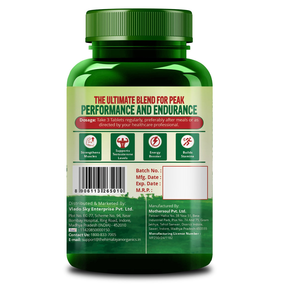 Vlado's Himalayan Organics, Testosterone Booster for Men, 2800mg - 90 Tablets