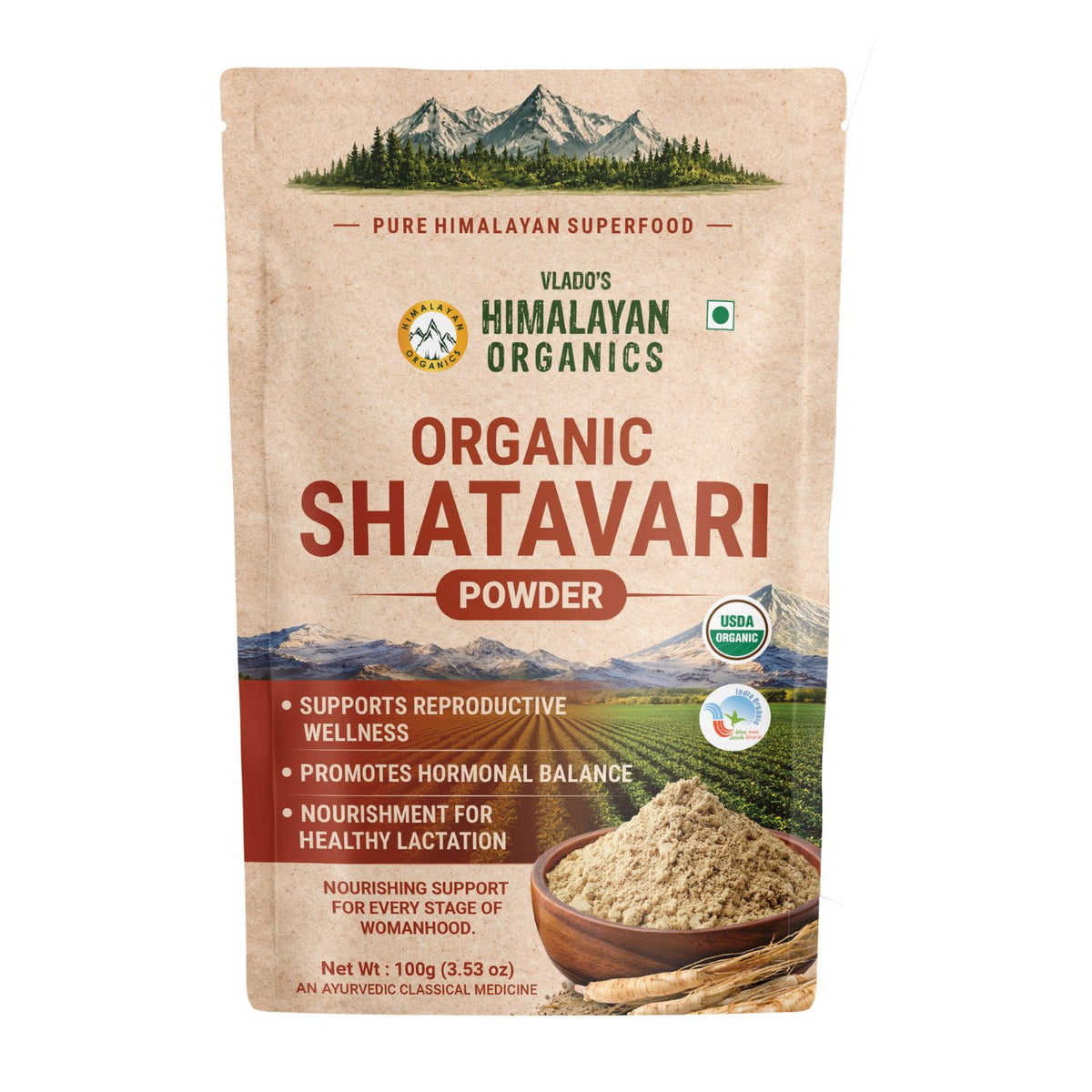 Vlado’s Himalayan Organics Shatavari Powder 100g | Hormonal & Lactation Support