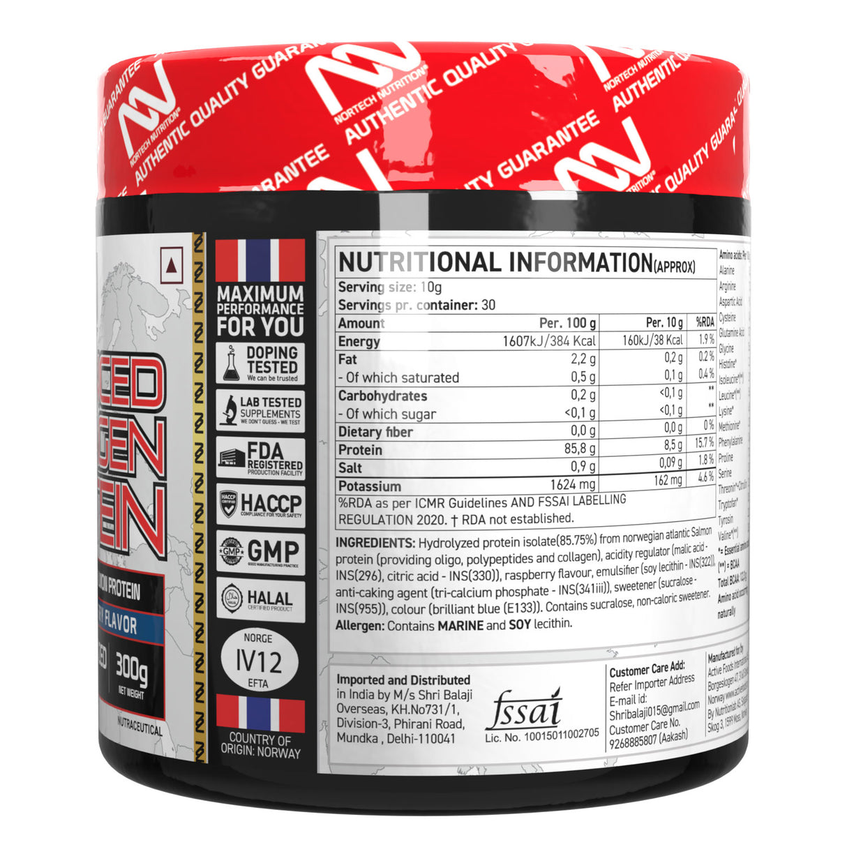 Nortech Nutrition Advance Collagen Protein - 300 Gm