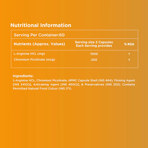 VEDayu L Arginine 1000mg Supplement - 60 Capsules