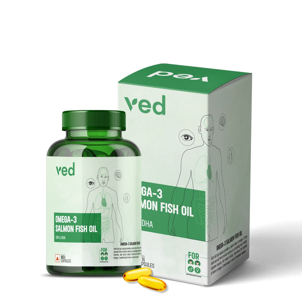 VEDayu Omega 3 Salmon Fish Oil Capsule 1000 mg | Support Heart, Joint, Bone & Skin | 90 Softgel Capsules