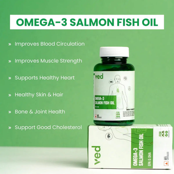 VEDayu Omega 3 Salmon Fish Oil Capsule 1000 mg - Softgel Capsules- Support Heart, Joint, Bone & Skin. - 30 Capsules