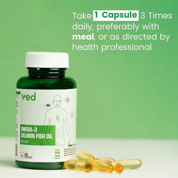 VEDayu Omega 3 Salmon Fish Oil Capsule 1000 mg - Softgel Capsules- Support Heart, Joint, Bone & Skin. - 60 Capsules