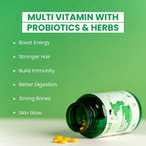VEDayu Multivitamin Tablets for Men & Women with Probiotics & Ginseng | Multivitamin supplement with 45 Ingredients - 60 Tablets