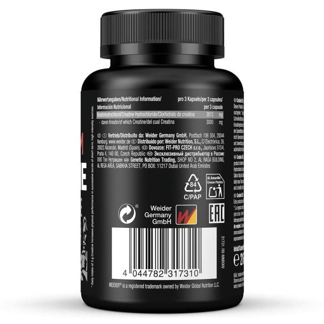 Weider Premium Creatine Hydrochloride 3000mg | Unflavoured | 150 Capsules