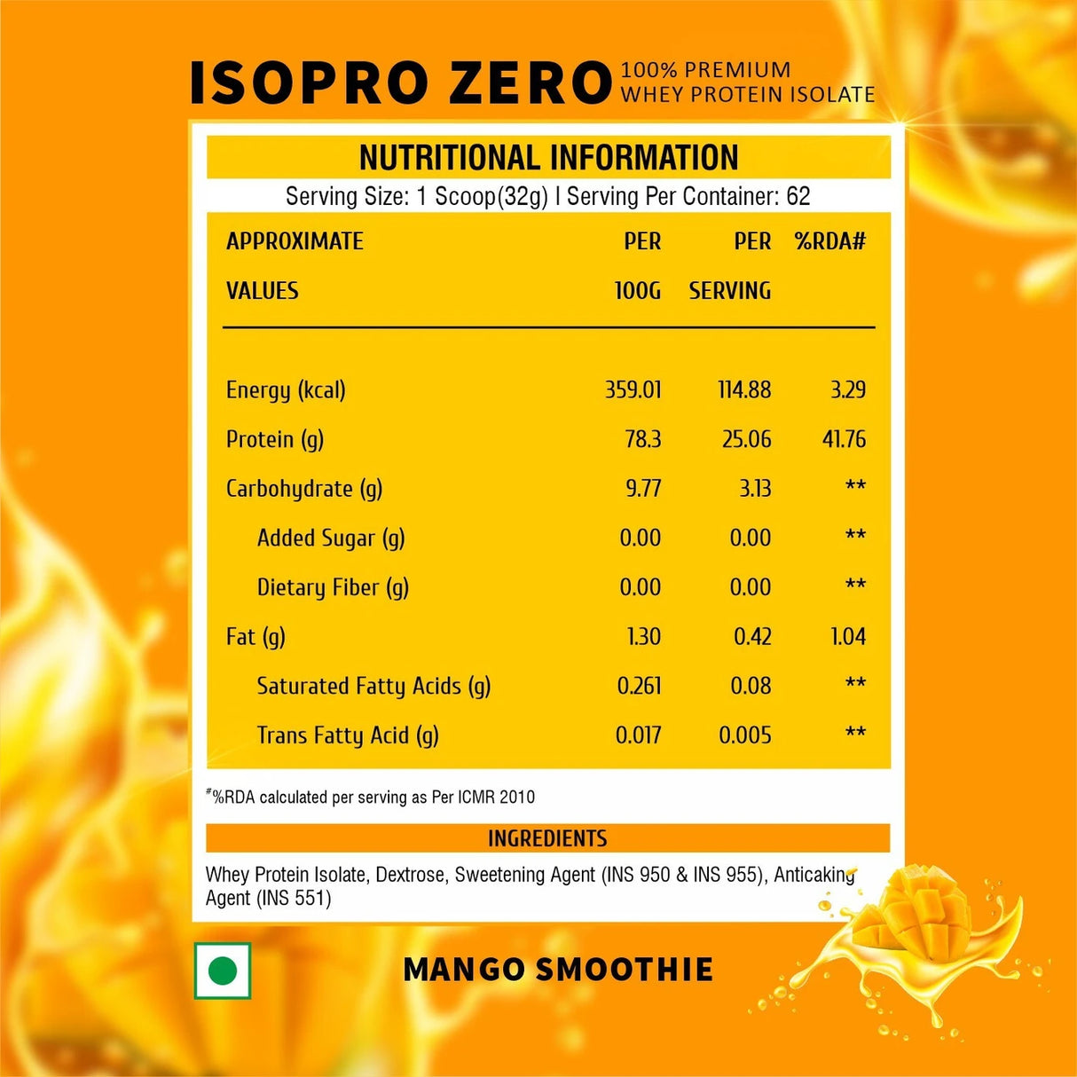 Healthfarm Isopro Zero 100% Whey Protein Isolate | Fast Recovery | 2 Kg (4.4 lbs)